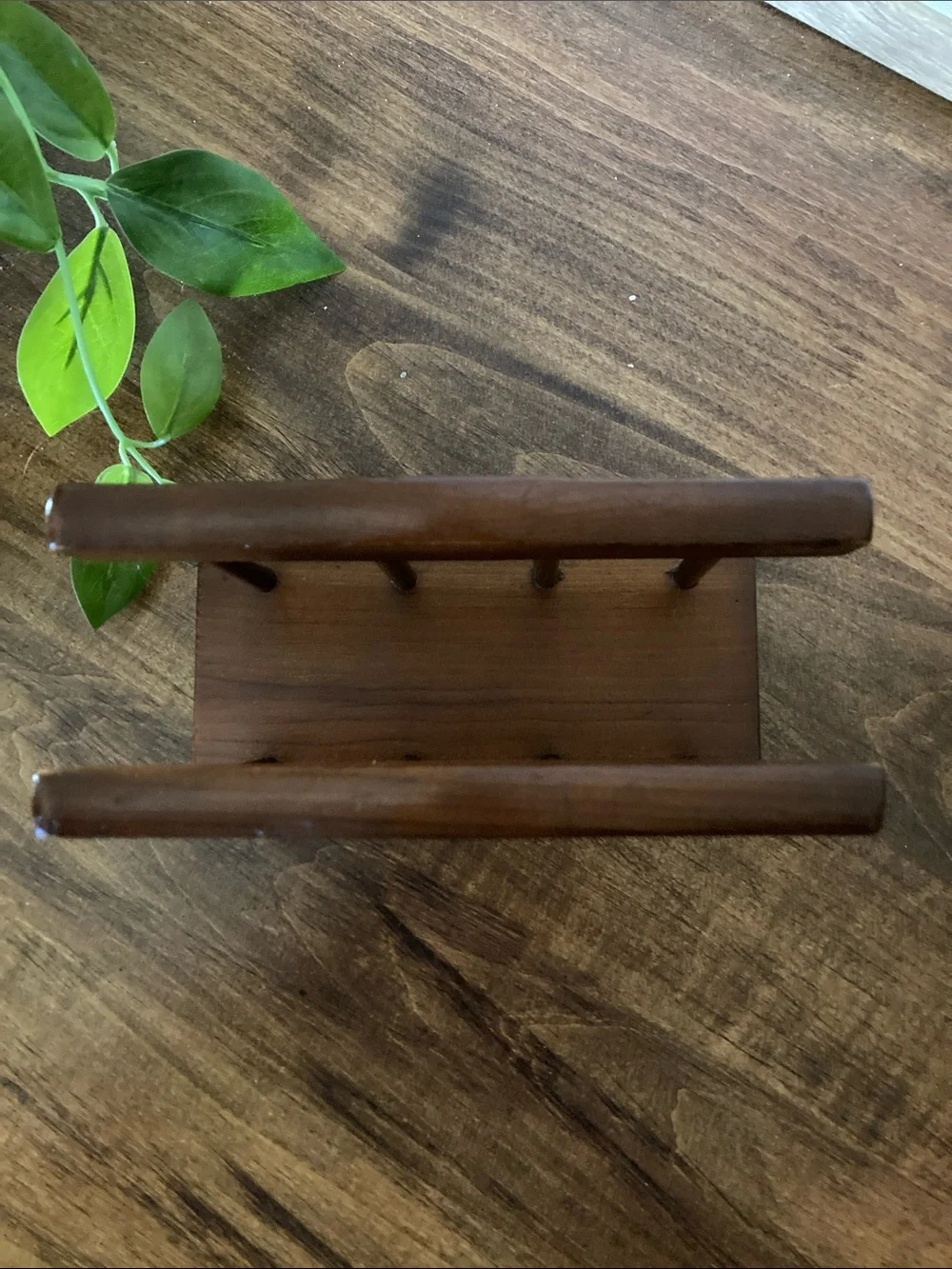 Vintage Wooden Napkin Holder in Warm Brown, Letter Holder, Cottagecore